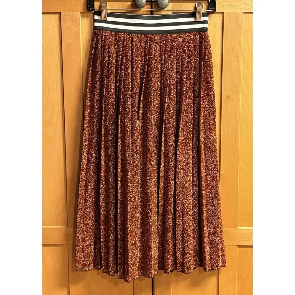 Gearge T Love Skirt Size Medium Womens Metallic Orange Made in Italy